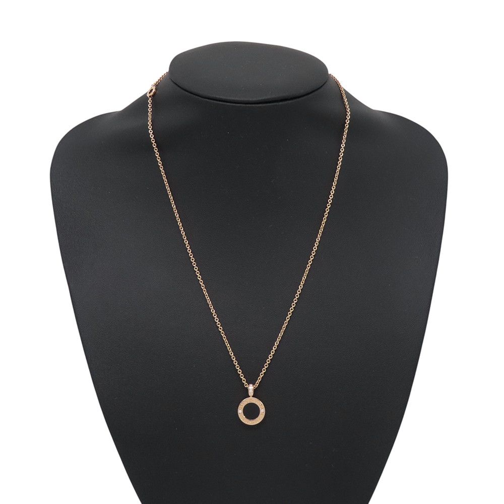 Bvlgari Necklace Mother of Pearl Onyx Diamond Total 18k Pink Gold Pendant — view 5