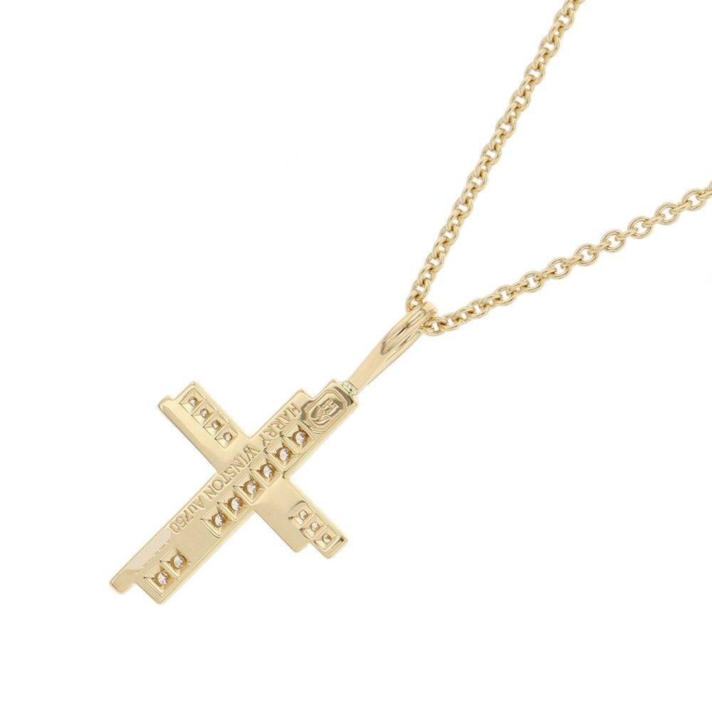Harry Winston Necklace Traffic Cross Diamond Total 18k Yellow Gold Cmdyrecrtrf — view 3