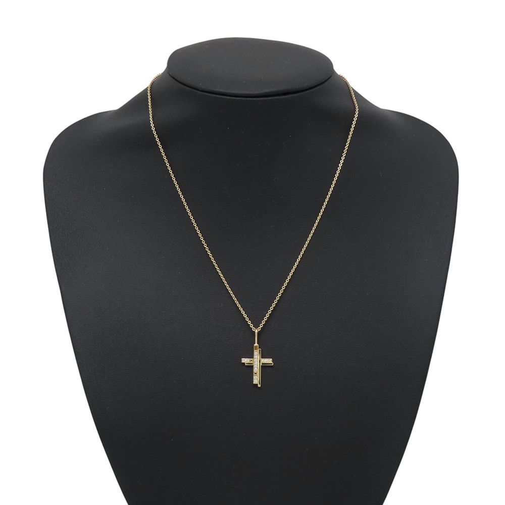 Harry Winston Necklace Traffic Cross Diamond Total 18k Yellow Gold Cmdyrecrtrf — view 4