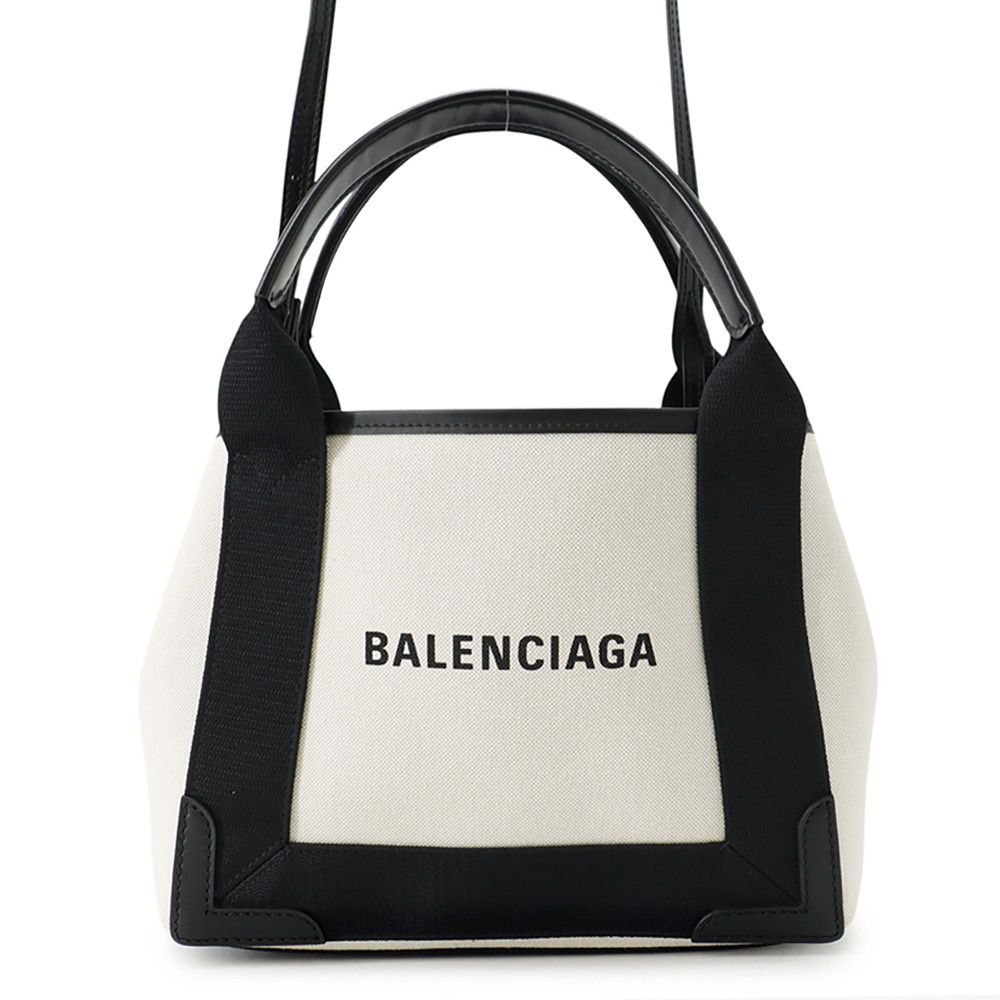 Balenciaga Handbag Navy Cabas XS Bag Black White