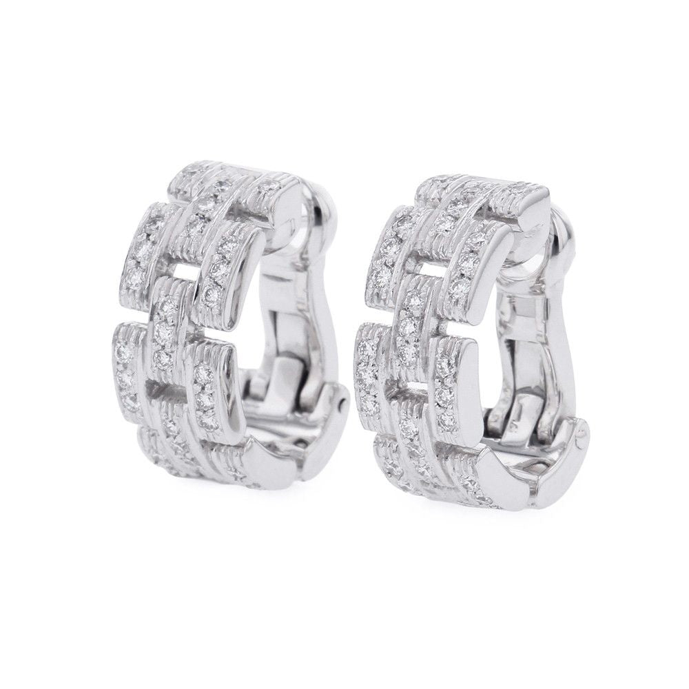 Cartier Earrings Maillon Panthere Pave Diamond Total 18k White Gold