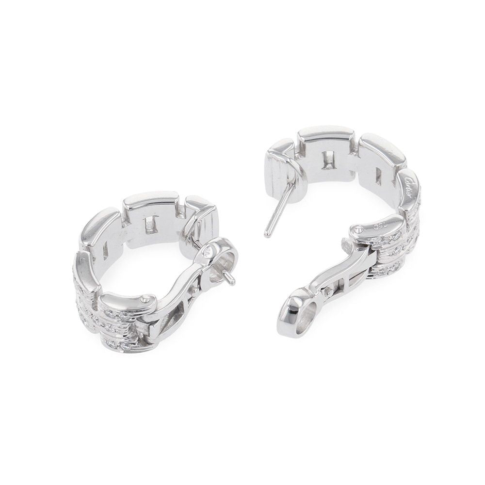 Cartier Earrings Maillon Panthere Pave Diamond Total 18k White Gold — view 3