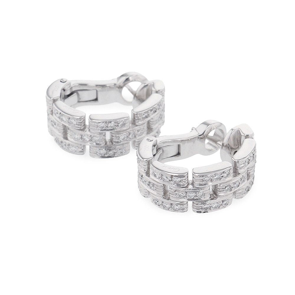 Cartier Earrings Maillon Panthere Pave Diamond Total 18k White Gold — view 2