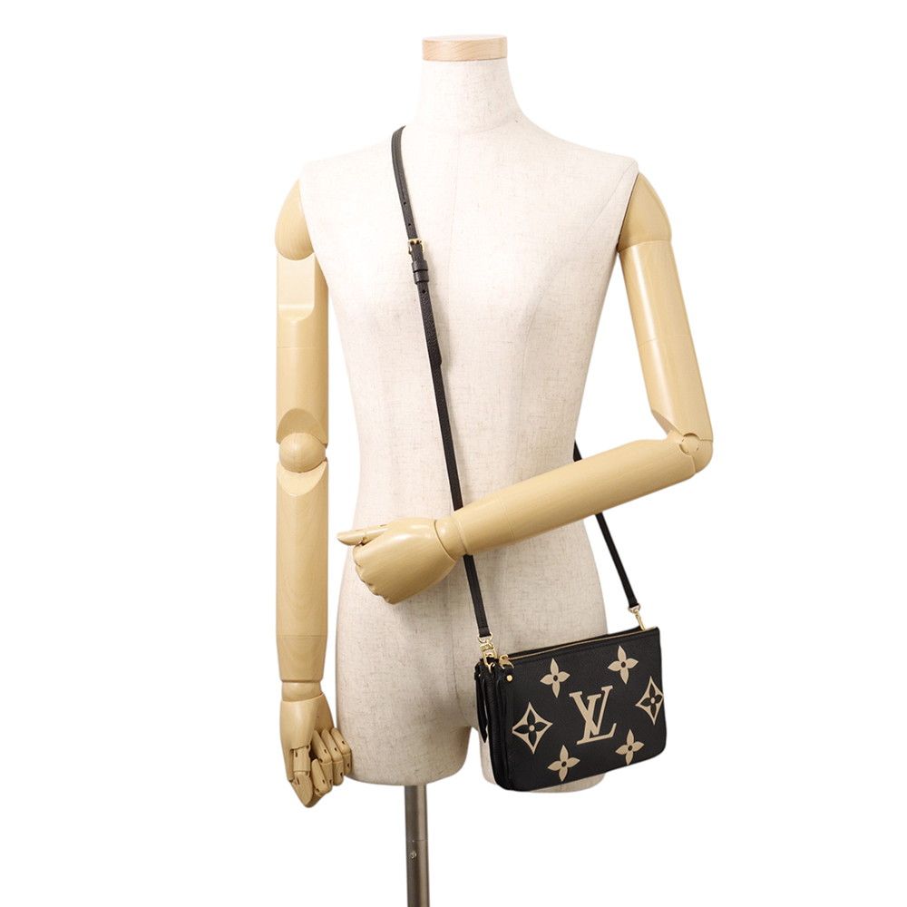 Louis Vuitton Shoulder Bag Bicolor Monogram Empreinte Pochette Double Zip Black — view 4