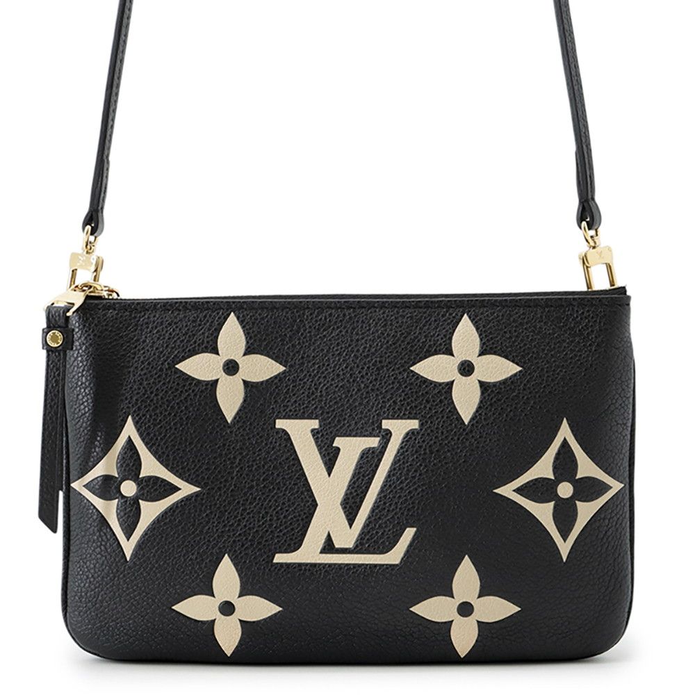 Louis Vuitton Shoulder Bag Bicolor Monogram Empreinte Pochette Double Zip Black
