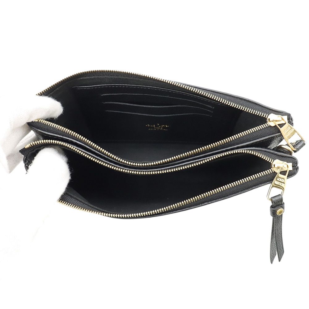 Louis Vuitton Shoulder Bag Bicolor Monogram Empreinte Pochette Double Zip Black — view 5