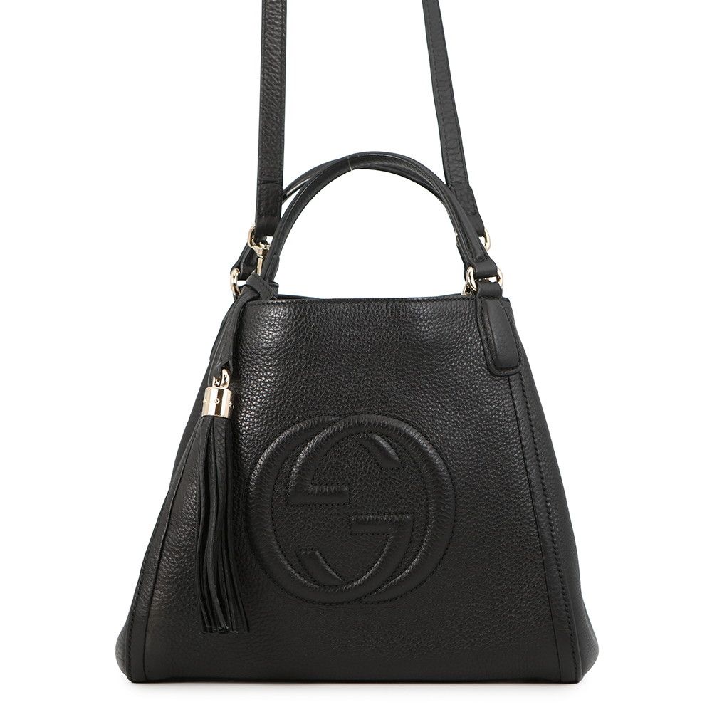 Gucci Handbag Soho Interlocking Leather Bag Black