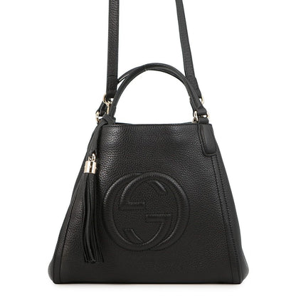 Gucci Handbag Soho Interlocking Leather Bag Black