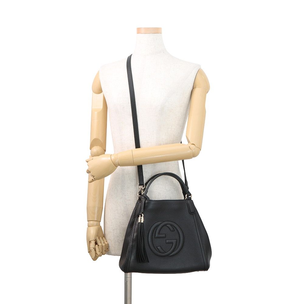 Gucci Handbag Soho Interlocking Leather Bag Black — view 5