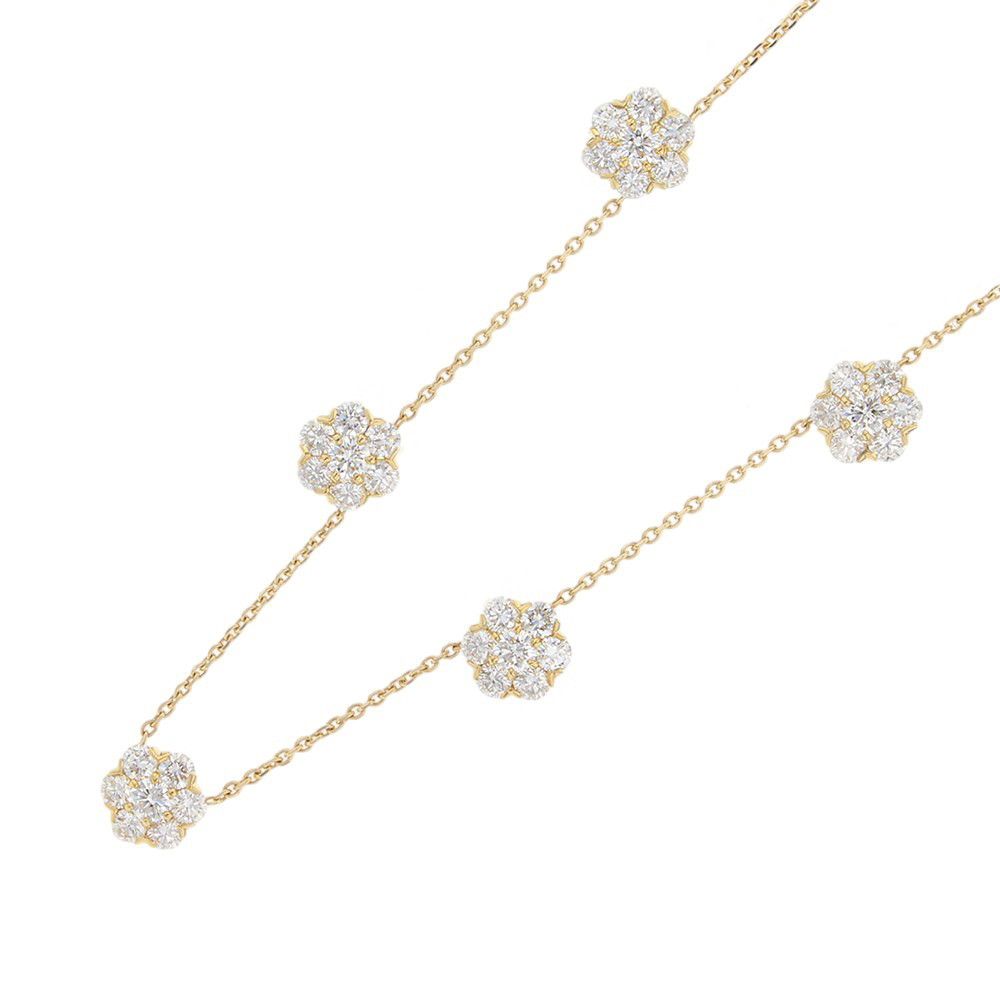 Van Cleef & Arpels Necklace Fullette 5 Flowers Diamond 18k Yellow Gold