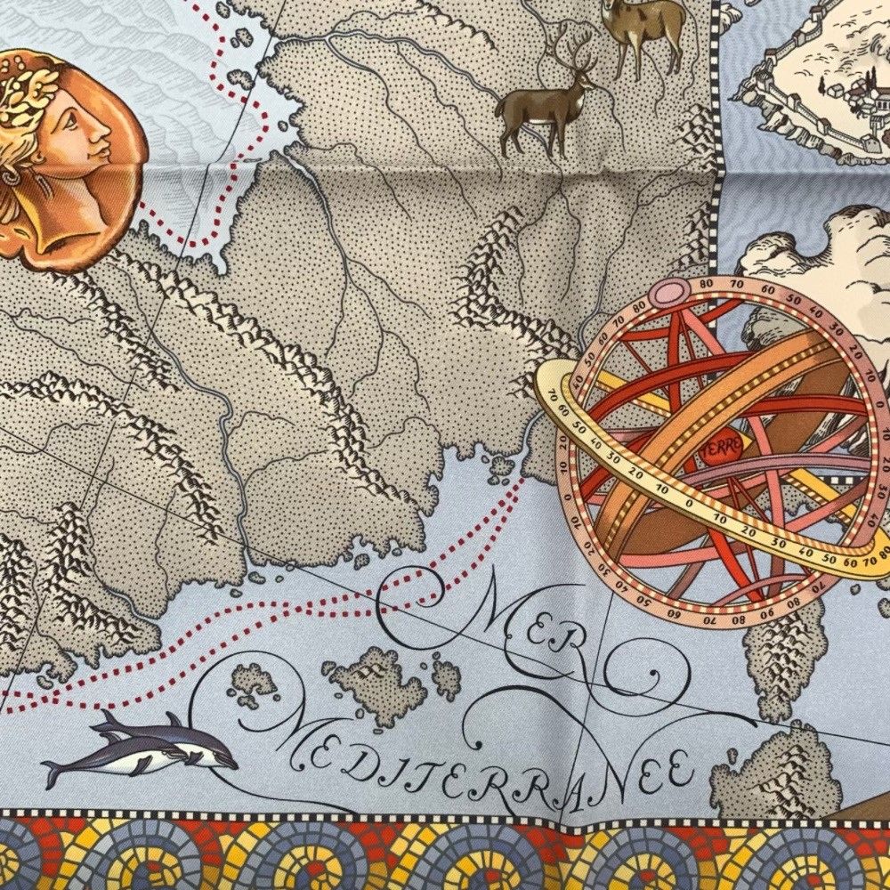 Hermes Carre 90 le Voyage de Pytheas Scarf Multicolor Silk — view 7