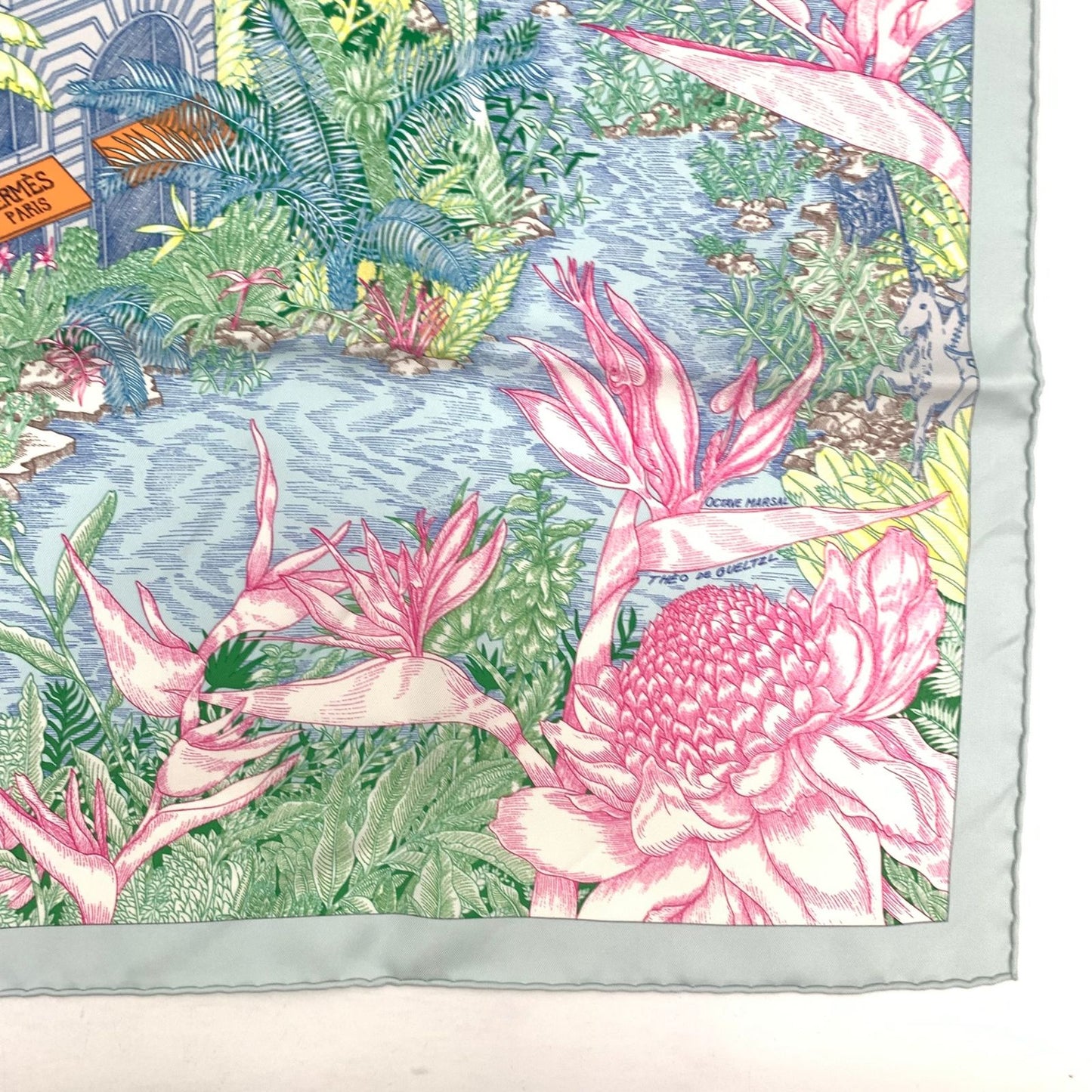 Hermes Carre 90 Faubourg Tropical Collection Multicolor Scarf — view 5