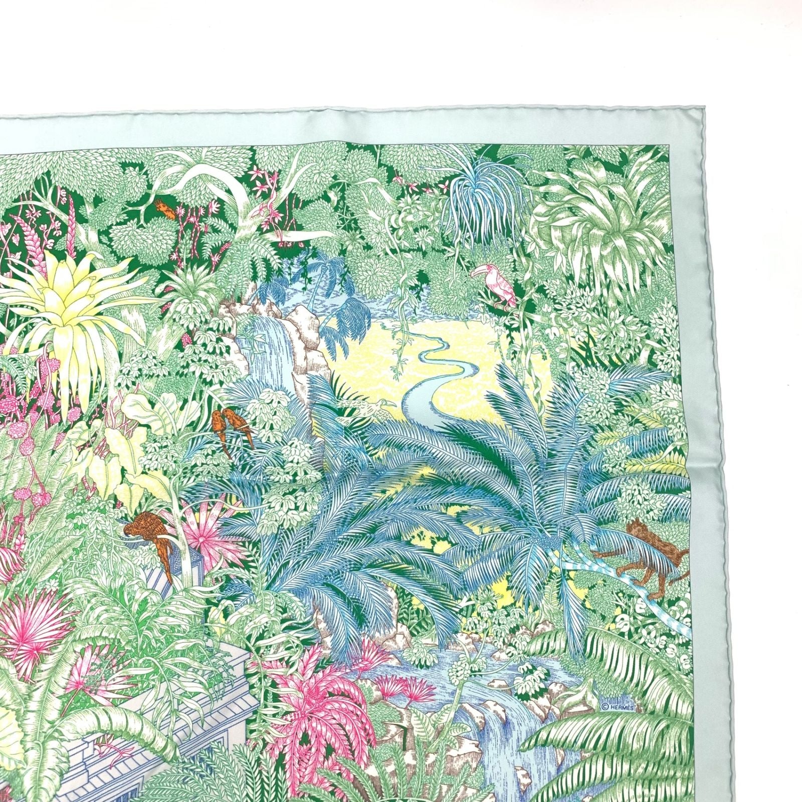 Hermes Carre 90 Faubourg Tropical Collection Multicolor Scarf — view 4