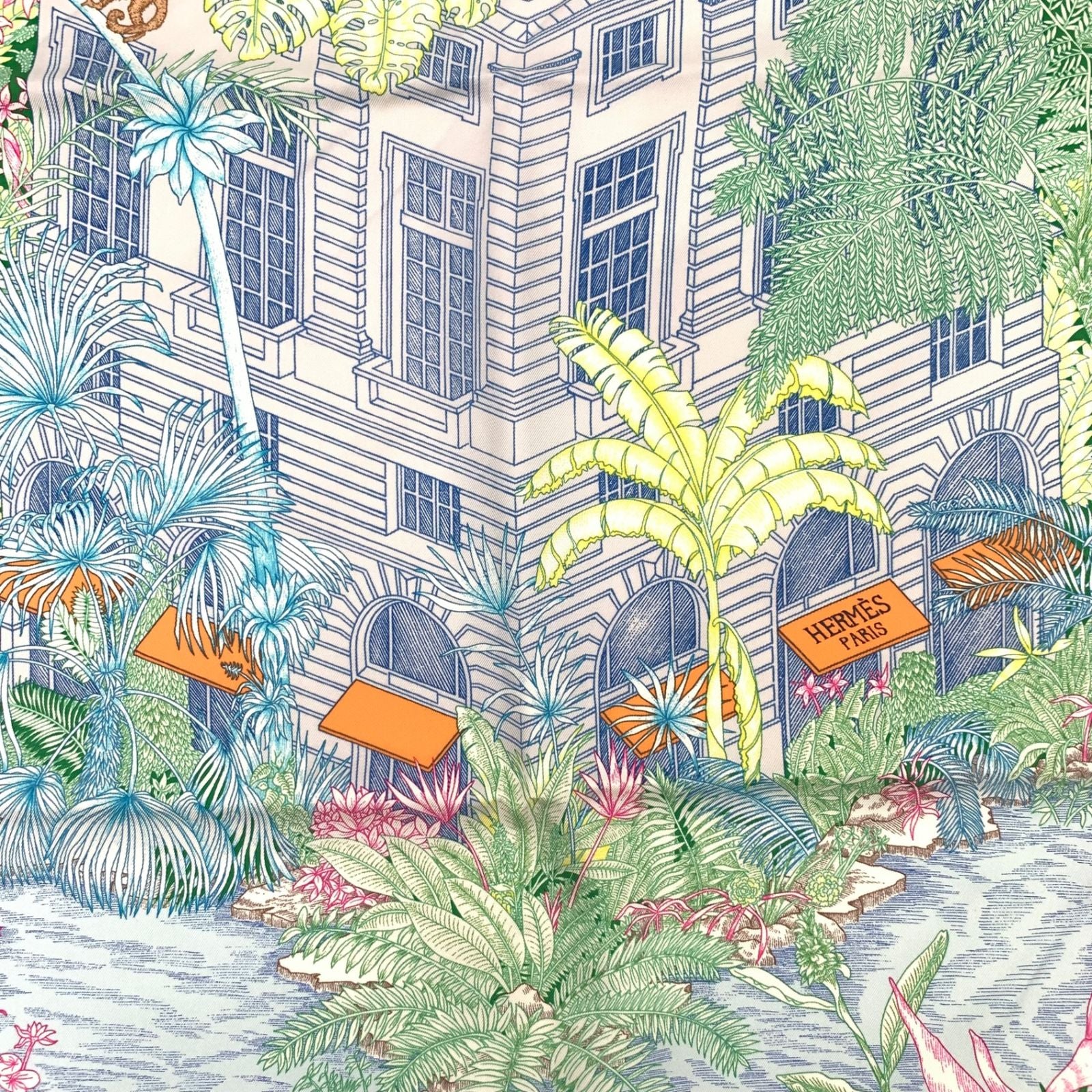 Hermes Carre 90 Faubourg Tropical Collection Multicolor Scarf — view 7