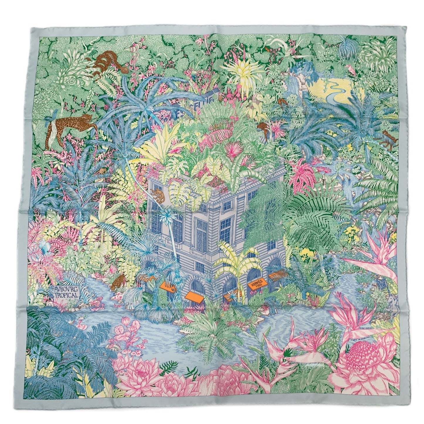 Hermes Carre 90 Faubourg Tropical Collection Multicolor Scarf — view 2