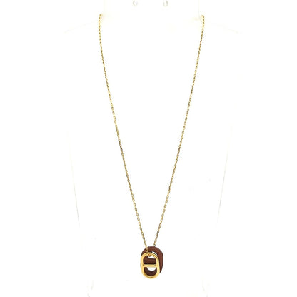 Hermes Necklace Chaine D'ancre Leather Gold Brown — view 2