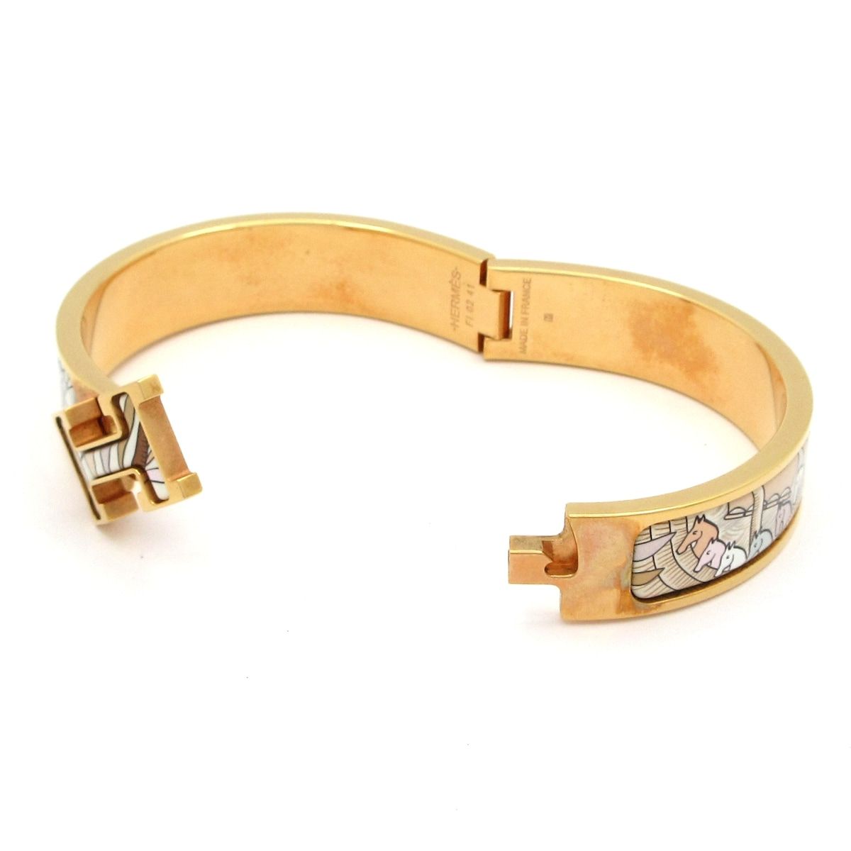 Hermes Bangle Click Gold Multi Horse Pattern Bracelet — view 5