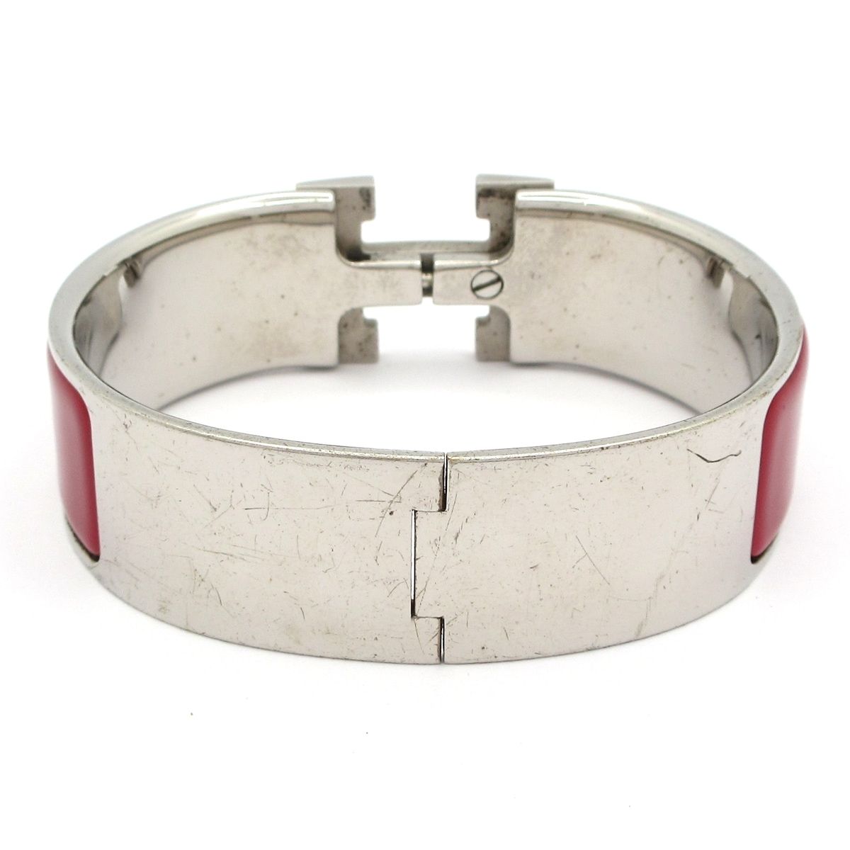 Hermes Bangle Clic Clac Silver Bordeaux Bracelet — view 3