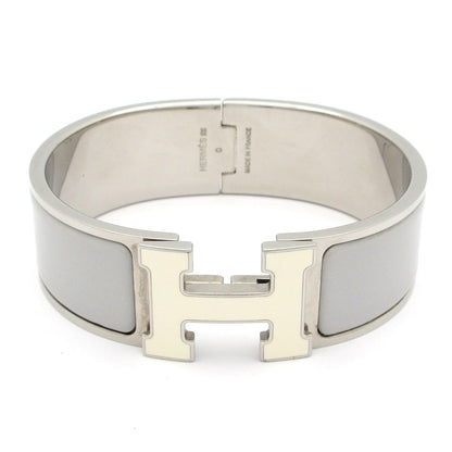 Hermes Bangle Clic Clac Silver Light Gray White Bracelet
