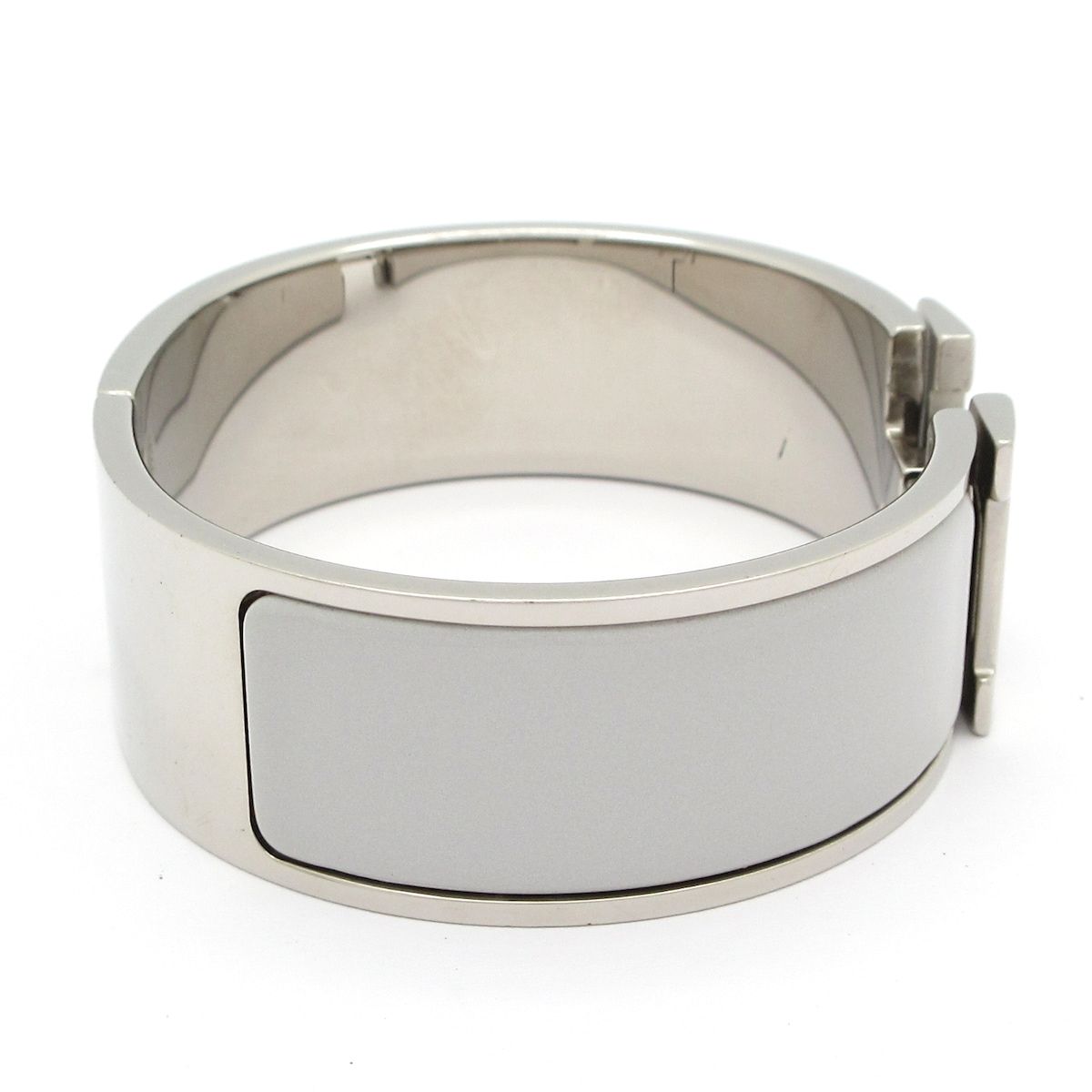 Hermes Bangle Clic Clac Silver Light Gray White Bracelet — view 2