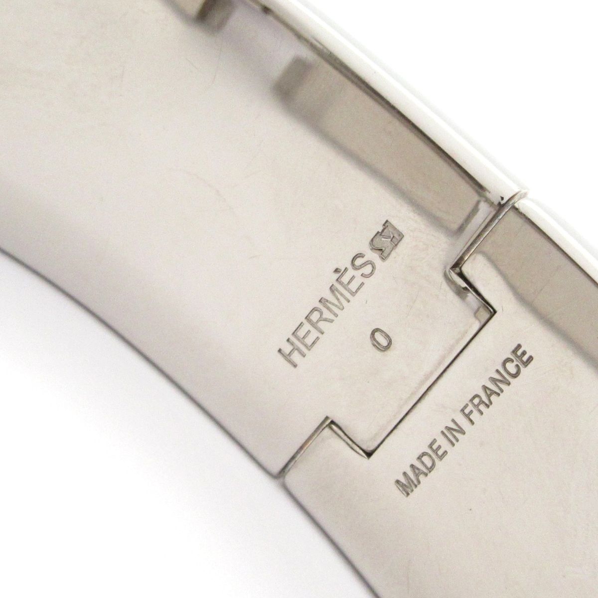 Hermes Bangle Clic Clac Silver Light Gray White Bracelet — view 4
