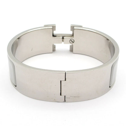 Hermes Bangle Clic Clac Silver Light Gray White Bracelet — view 3