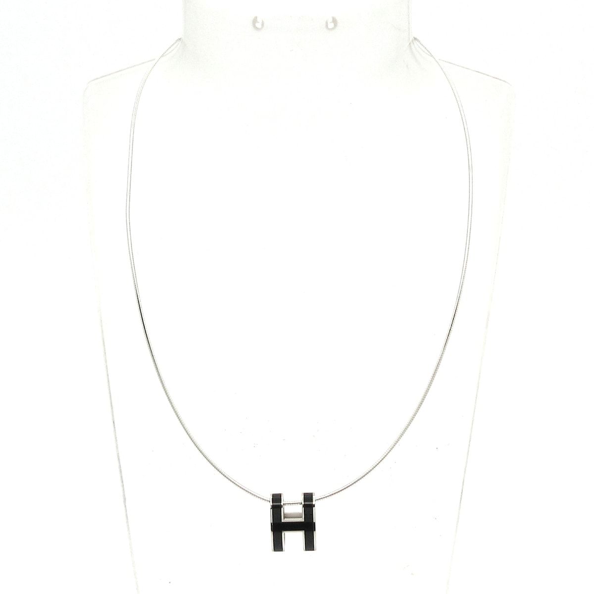 Hermes Necklace Pop Silver Black Chain — view 2