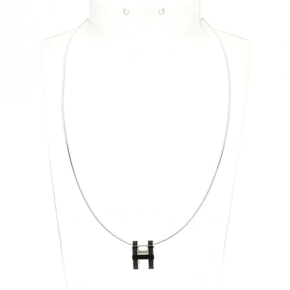 Hermes Necklace Pop Silver Black Chain — view 2
