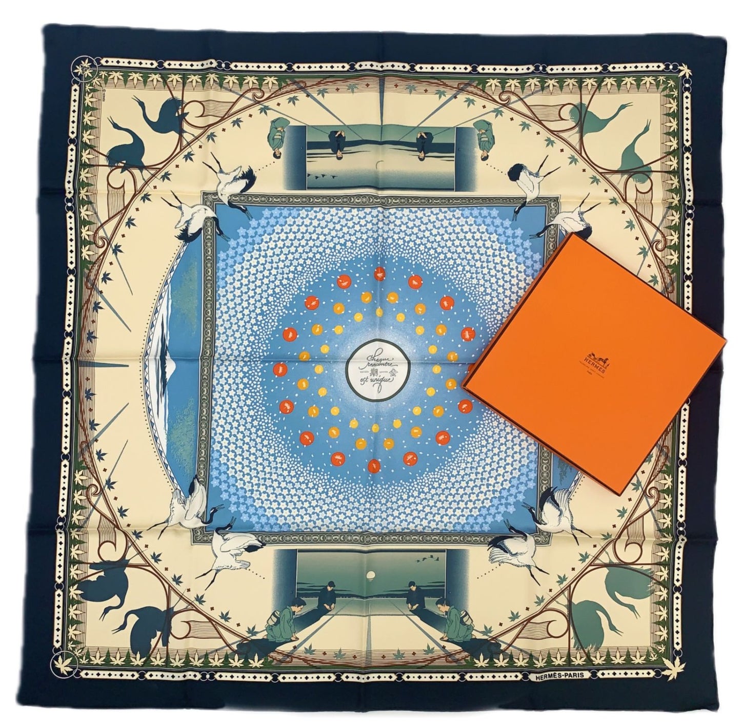 Hermes Carre 90 Chaque Rencontre Est Unique Ichi Era Ichie Scarf Kacho Fugetsu