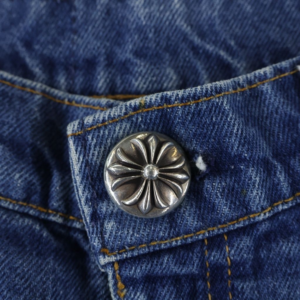 Chrome Hearts Vntg Blu Orng Tab 517 Washed Denim Pants with Cross Patch Indigo — view 3