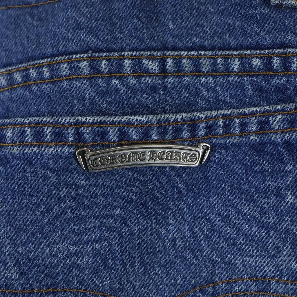 Chrome Hearts Vntg Blu Orng Tab 517 Washed Denim Pants with Cross Patch Indigo — view 5