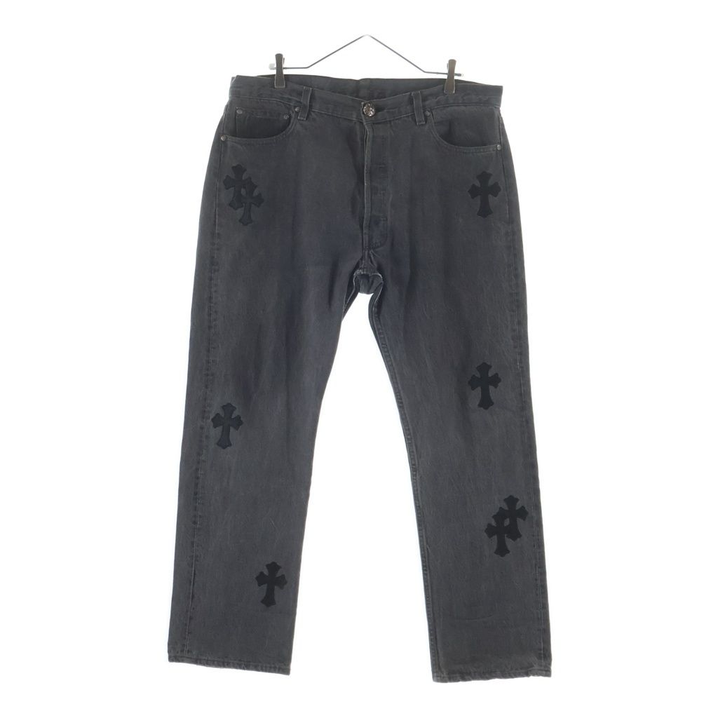 Chrome Hearts Vntg Jean Blk Red Tab Washed Pants Black with Cross Patch