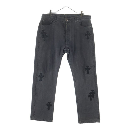 Chrome Hearts Vntg Jean Blk Red Tab Washed Pants Black with Cross Patch