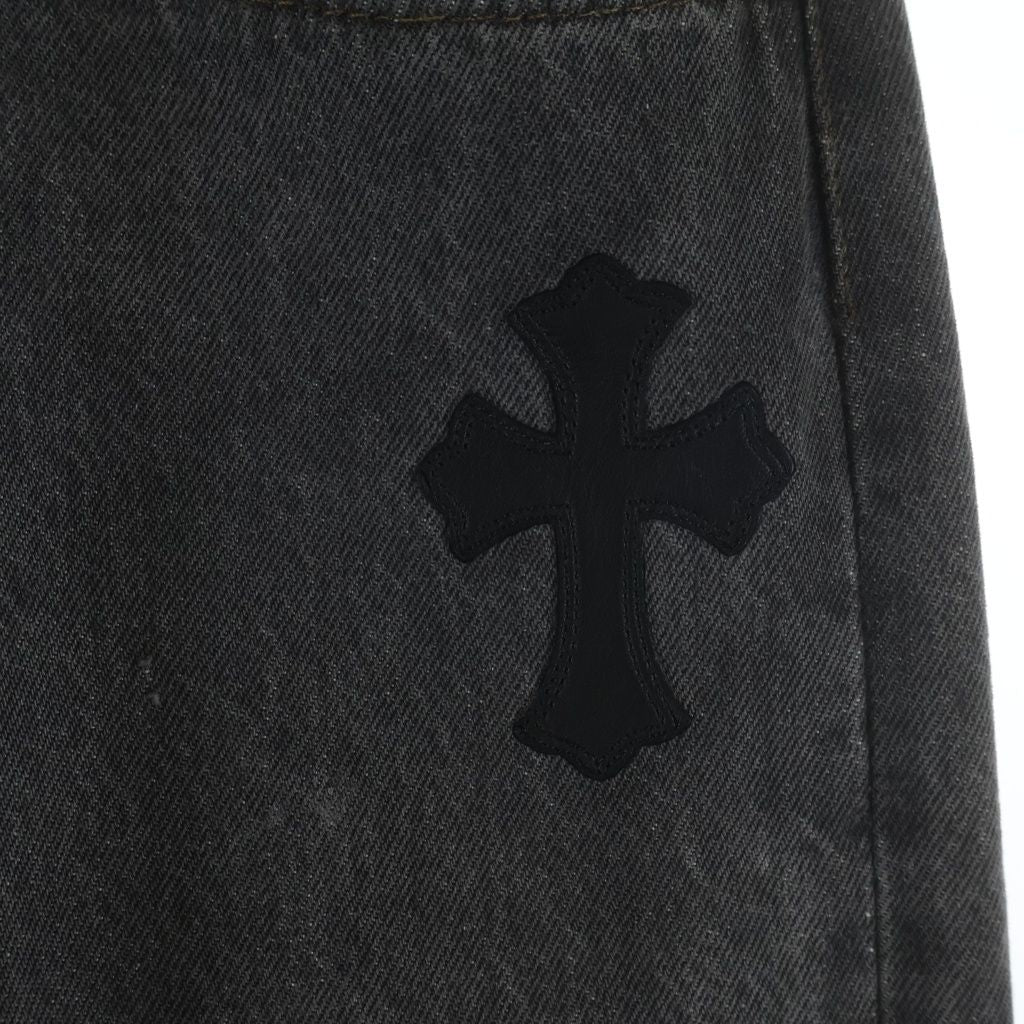 Chrome Hearts Vntg Jean Blk Red Tab Washed Pants Black with Cross Patch — view 4