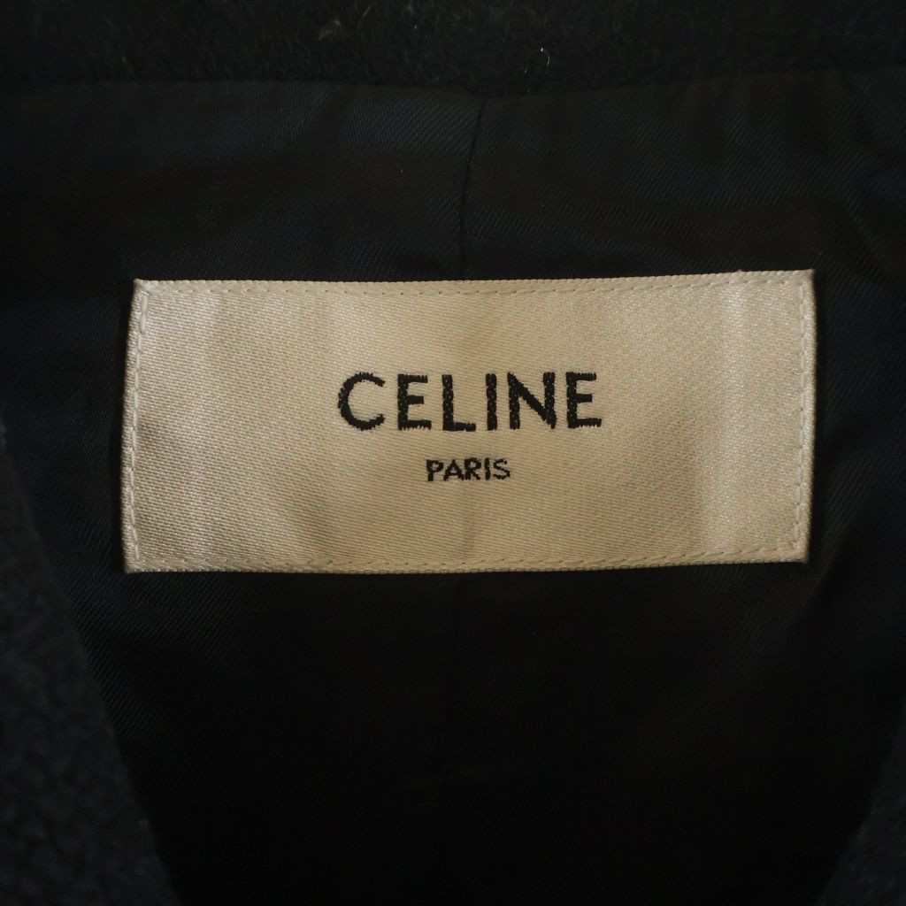 Celine Teddy Jacket Sheep Leather Trim Stadium Black White — view 7