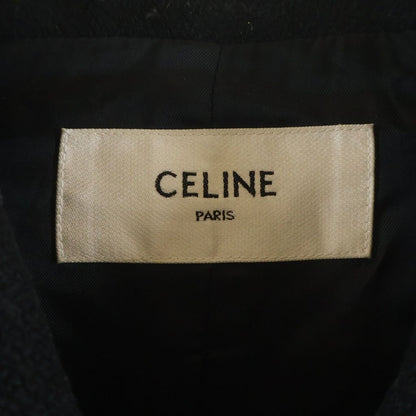 Celine Teddy Jacket Sheep Leather Trim Stadium Black White — view 7