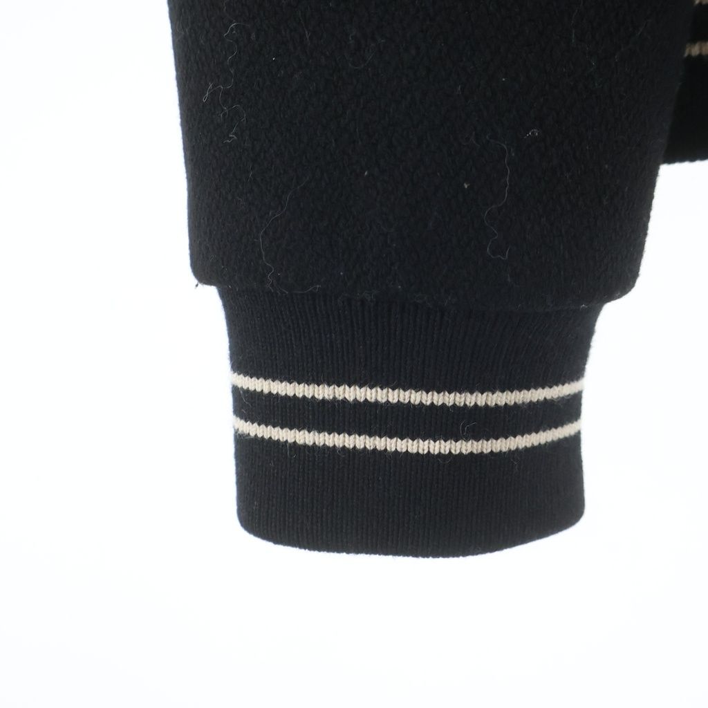 Celine Teddy Jacket Sheep Leather Trim Stadium Black White — view 6