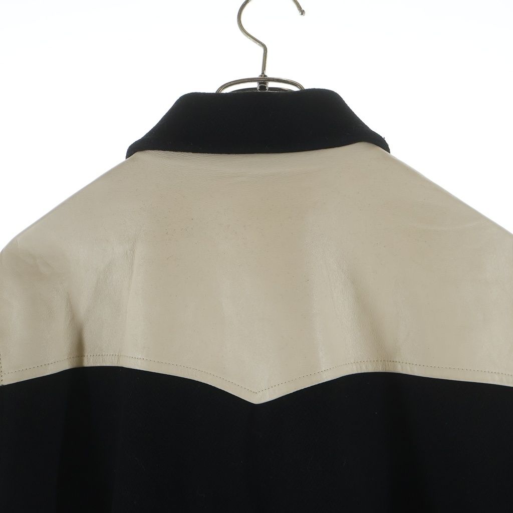Celine Teddy Jacket Sheep Leather Trim Stadium Black White — view 4