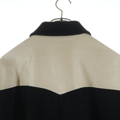 Celine Teddy Jacket Sheep Leather Trim Stadium Black White — view 4
