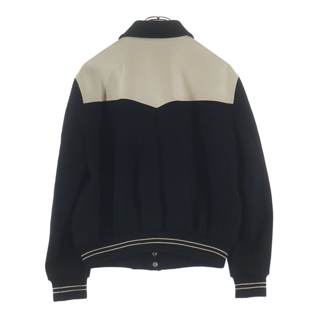 Celine Teddy Jacket Sheep Leather Trim Stadium Black White — view 2
