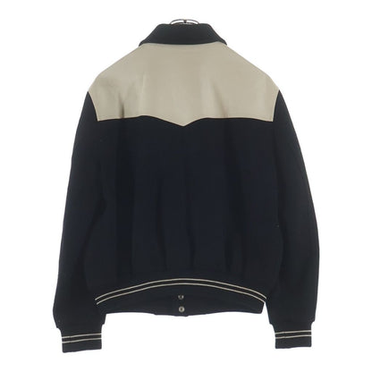 Celine Teddy Jacket Sheep Leather Trim Stadium Black White — view 2