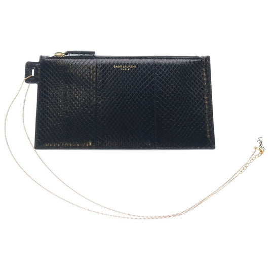 Saint Laurent Paris YSL Pouch Chain Pochette Black Leather