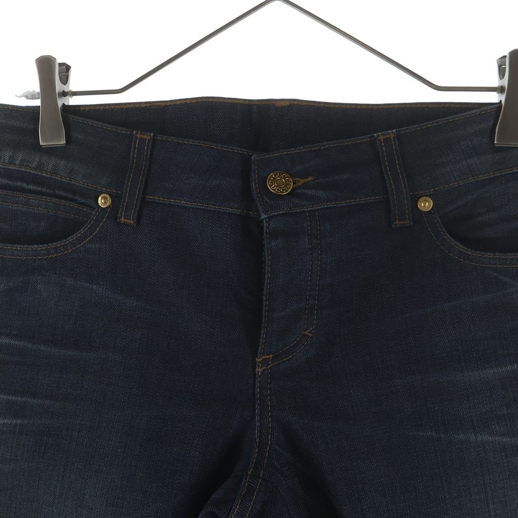 Gucci Denim Pants Floral Embroidery Button Fly Indigo — view 3