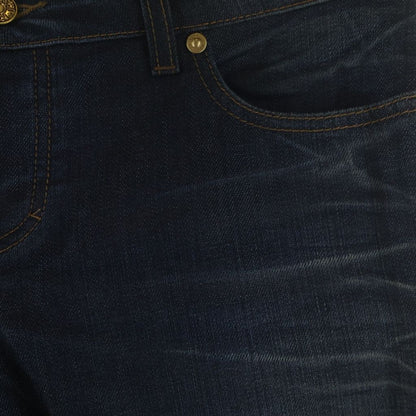 Gucci Denim Pants Floral Embroidery Button Fly Indigo — view 4