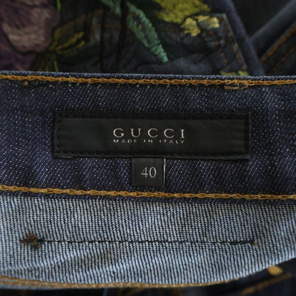 Gucci Denim Pants Floral Embroidery Button Fly Indigo — view 7