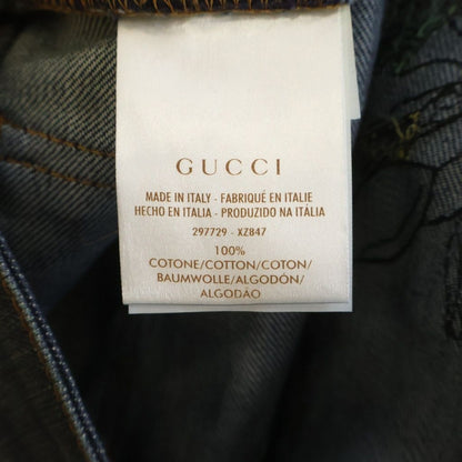 Gucci Denim Pants Floral Embroidery Button Fly Indigo — view 8