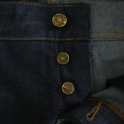 Gucci Denim Pants Floral Embroidery Button Fly Indigo — view 6