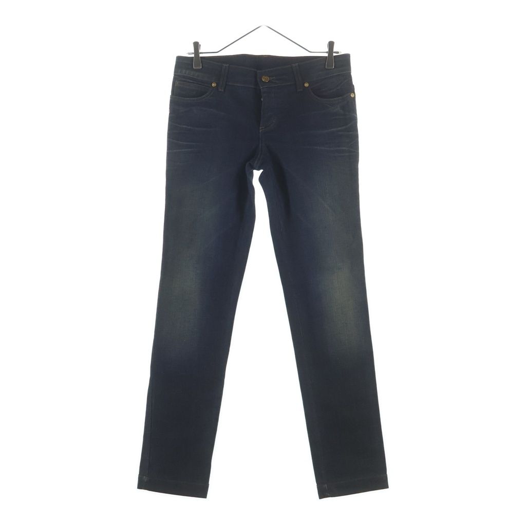 Gucci Denim Pants Floral Embroidery Button Fly Indigo — view 2