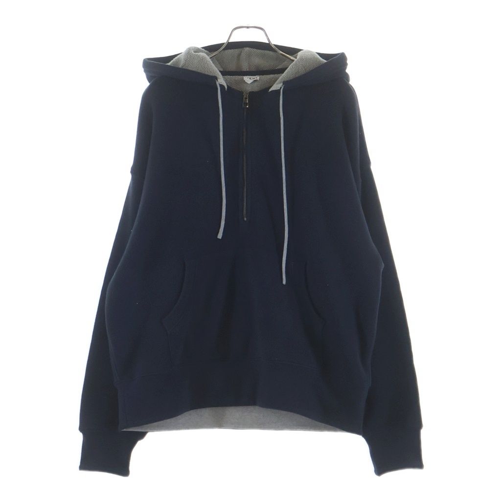 Loewe Cashmere Half Zip Knit Pullover Blend Zip Hoodie Navy