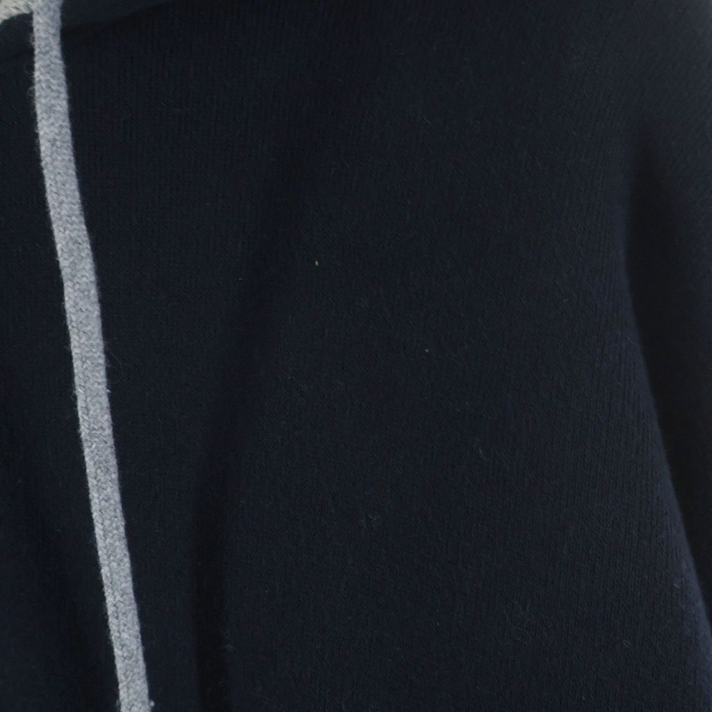 Loewe Cashmere Half Zip Knit Pullover Blend Zip Hoodie Navy — view 3
